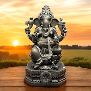 Estatua Moderna de Resina del Dios Krishna Tocando la Flauta |   Nirmala Handicrafts - Ídolo de Krishna Esculpido a Mano con Diseño Art Deco para Mesa - Product Image 1