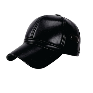 High Quality Winter Vintage Genuine Leather <b>Baseball</b> <b>Cap</b> Men Sporty Dobby Earflap Waterproof Embossed Metal Buckle Closure - Product Image 1