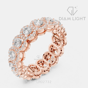 Bague de fiançailles de luxe en or blanc 14 carats avec diamant de laboratoire certifié IGI 3,203 carats, taille ronde, F+ VS+, pavé - Product Image 4
