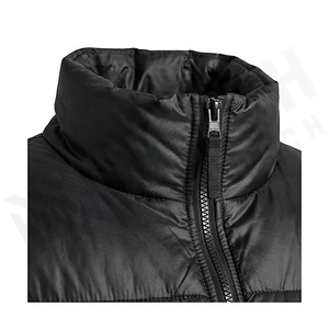 Hooded Quilted Waterproof <b>Bubble</b> Jacket Black Full Sleeve Winter Windproof Cotton Shell Knitted Fabric Polyester Filling Stand - Product Image 4