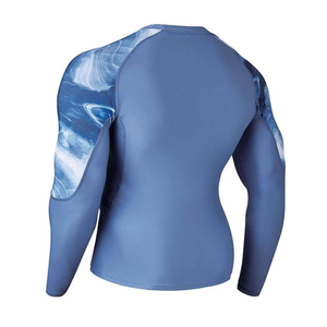 Hauts de compression athlétiques unisexes personnalisés, respirants, anti-UV UPF50+, antibactériens, en polyester/nylon, pour le surf et la plage (Rash Guards) - Product Image 2