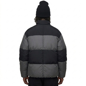 Men's Color Blocking Puffer Jacket Stand Collar Zipper Front Windproof Casual Winter Coat <b>Thick</b> <b>Quilted</b> Regular Fit - Product Image 2