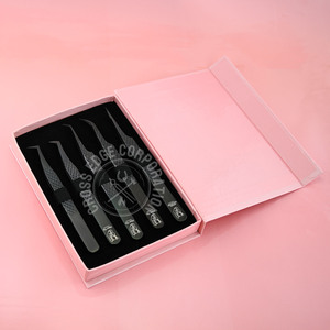 Pince à épiler d'extension de cils de luxe de qualité supérieure à poignée en diamant Cils classiques Poids léger Isolation Fibre Grip Acier inoxydable - Product Image 1