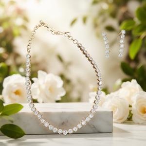 American Diamond <b>Statement</b> <b>Necklace</b> Fashion Jewelry Set - Product Image 3