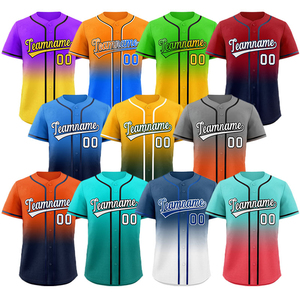 Uniformes de Béisbol Sublimados Personalizados al por Mayor, 100% Poliéster, con Botones, Rayas Negras y Azules, Nombre Personalizado en la Parte Delantera - Product Image 6