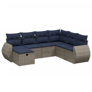 Juego de sofás de patio de ratán sintético gris de 7 piezas con cojines, muebles duraderos para exteriores - Product Image 2