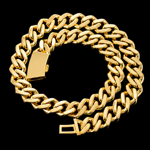 Collar de Cadena Cubana Personalizado en Oro de 14K con Moissanita, Corte Brillante Redondo, Engaste de Diamantes en Canal, Unisex, para Uso Diario - Product Image 3