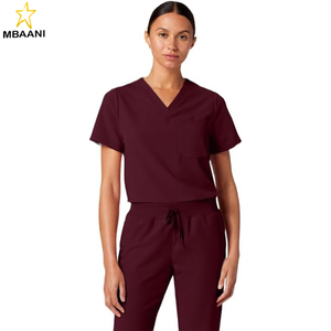 Ensemble de blouses médicales pour femmes à col en V et 1 poche – Tissu doux ultra durable, extensible, résistant aux plis et à la décoloration - Product Image 1