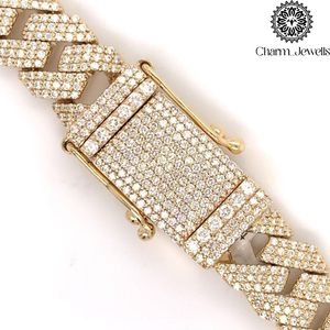 Charm_Jewells Men's Moissanite Necklace 14K Gold Plated Link Chain Hip Hop Style Micro <b>Insert</b> Brilliant Cut Silver IGI Certified - Product Image 6
