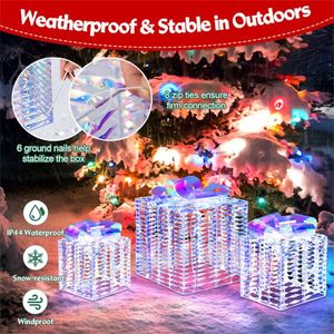 3 scatole regalo natalizie luminose con fiocchi per decorazioni festive - Product Image 6