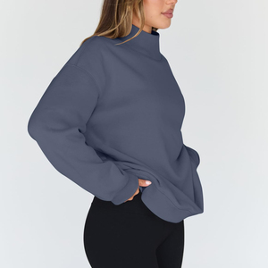 Sweat-shirt d'hiver décontracté doux et de haute qualité, personnalisable avec logo frontal, pour femme, 100 % coton molletonné gaufré et respirant - Product Image 6