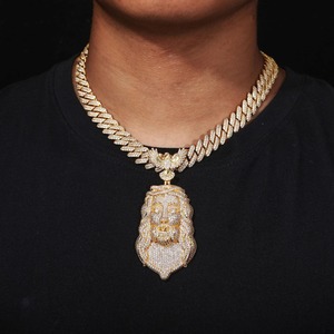 Christ Face Pendant 925 Silver Gold Plated Moissanite Inlay Hiphop Men's Religious Charm Everyday Wear Pendant Christian Jewelry - Product Image 1