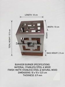 Brûleur d'encens moderne en acier inoxydable en forme de cube avec base en bois, écologique, fait main, pour la maison, parfum d'ambiance, aromathérapie - Product Image 5