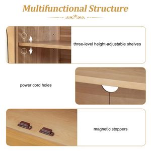 4-Door Large Storage <b>Sideboard</b> Buffet Cabinet with Glass Doors Adjustable Shelves for <b>Kitchen</b> and Dining Room - Product Image 3