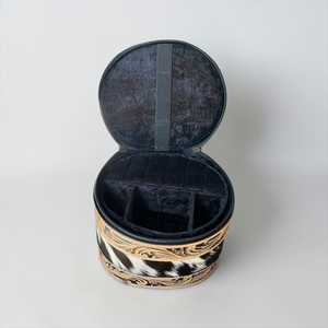 Lilac Cowhide Fur Leather Jewelry Case with Zipper Closure Durable Storage Box for Travel and Home Use - Product Image 2