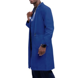 Blouse de laboratoire pour hommes en coton, polyester et élasthanne, usage hospitalier, couleur unie, couleur personnalisable, manches courtes, élégante - Product Image 2