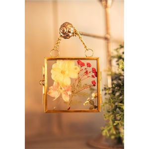 Cadre de présentation suspendu en laiton de qualité supérieure et verre transparent pour plantes pressées, ornement décoratif moderne pour la maison, pièce en gros - Product Image 1