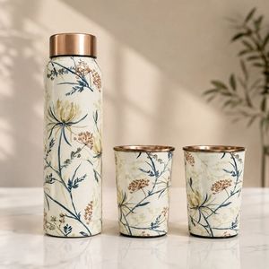 Botella de Agua de Metal con Diseño Floral y Tapa, Juego de Vasos a Juego, Reutilizable y Portátil para Uso en Exteriores y Oficina - Product Image 2
