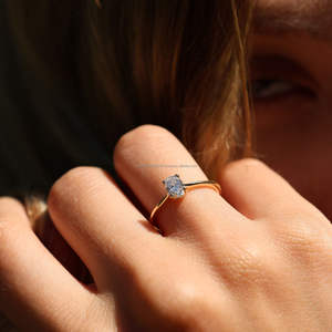 IGI/ Lab Grown ovale coupe Vintage 14k jaune mariage/bague de fiançailles unisexe en or blanc fin anniversaire fête digne broche - Product Image 3