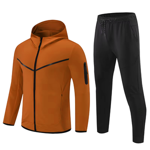 Unisex Tracksuit Set Solid Purple Full <b>Zip</b> <b>Hooded</b> Jacket Black Pants Long Sleeve Quick Dry Sporty Regular Fit Autumn Wear trendy - Product Image 2
