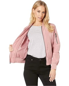 Chaqueta Bomber Rosa para Mujer, Manga Larga, Cierre de Cremallera, Impermeable, Resistente al Viento, Color Sólido, Tejido de Poliéster, para Otoño - Product Image 2