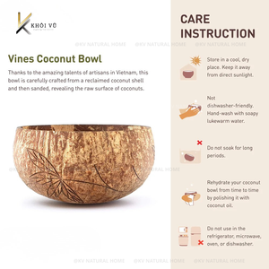 Artesanía Vietnamita 100% Ecológica, Tazón de Cáscara de Coco Reciclada con Diseño de Hojas Bohemio Vintage, KV NATURAL HOME para Frutas - Product Image 4