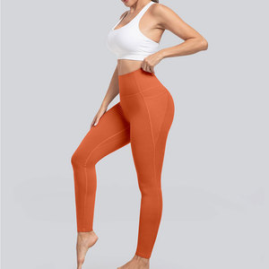 Legging sans couture de couleur orange pour femmes, respirant, léger, contrôle de l'humidité, coupe-vent, résistant à l'eau, ceinture élastique - Product Image 3