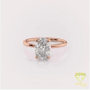 Bague de fiançailles solitaire en moissanite taille ovale en or blanc, classique à 4 griffes, minimaliste, pour mariage ou promesse - Product Image 5