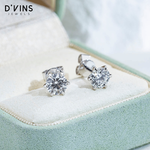 Pendientes D'vins Jewels con Diamantes Cultivados en Laboratorio, Rellenos de Oro de 18k, para Mujer y Hombre, 0.93CT, Corte Brillante Redondo, D VS1, Surat - Product Image 2