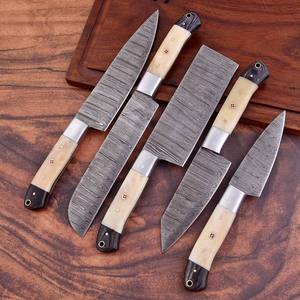 Custom Damascus Steel Kitchen <b>Knife</b> Set 5 Pcs Handforged Chef <b>Knife</b> Set with Camel <b>Bone</b> <b>Handle</b> Professional Cooking <b>Knives</b> - Product Image 2