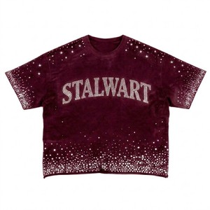 Stalwart Rhinestone Graphic T-Shirt Men's Oversized Short Sleeve O-Neck Street Style <b>Green</b> Jersey Knitted Crop Length - Product Image 5