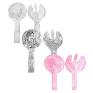 Service à salade classique en résine avec motif tourbillon rose, fabriqué à la main pour le thé, le sucre, la salade, décoration de table élégante, couverts de cuisine écologiques - Product Image 1