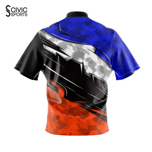 Jersey de Boliche Personalizado al por Mayor con Cierre de Cremallera de un Cuarto, 180 GSM, Spandex/Algodón, Logotipo Impreso por Sublimación, Transpirable, Duradero, de Secado Rápido - Product Image 4
