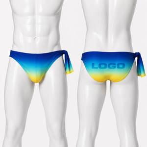 Wholesale Sexy <b>Men</b> Swim Brief Comfort Nylon Spandex Custom Brand Logo Sublimation Printed Side Tie Male Swimming Briefs - Product Image 3