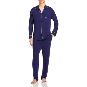 Best Quality Mulberry Silk Pajamas For Men Comfortable Soft Sleepwear Set Long Sleeve Top And Pants Breathable Nightwear - Product Image 1