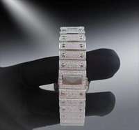 Montre de luxe SHREYA DIAM pour homme, rectangulaire, en acier inoxydable, analogique, avec cristaux, 46 mm, chiffres romains, diamants, bracelet à fermoir déployant