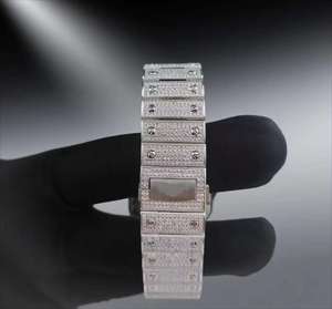 Montre de luxe SHREYA DIAM pour homme, rectangulaire, en acier inoxydable, analogique, avec cristaux, chiffres romains, bracelet de 46 mm, fermoir déployant de 20 mm - Product Image 2