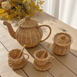 Juego de Té de Mimbre Adorable para Niños, Set de Cocina de Juguete, Juego de Té Decorativo para Juego de Roles, Regalo de Cumpleaños Perfecto - Product Image 1