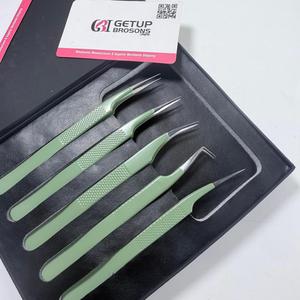 Juego de Pinzas para Pestañas GETUP BROSONS IMPEX de Acero Inoxidable de Precisión, Nuevas, con Punta Lisa de 10 mm, Antiestáticas, para Aislamiento/Curvas/90°/Boot - Product Image 6