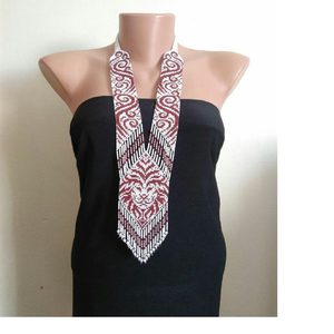 Collier en perles de verre fait main en coton, dernières tendances de la mode féminine, artisanat de broderie par HF Crafts - Product Image 6