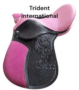Silla de Montar de Cuero Rosa y Negra para Salto Ecuestre |   Silla de montar ecuestre inglesa | Conducción Cómoda |   Todos los tamaños disponibles personalizados - Product Image 6