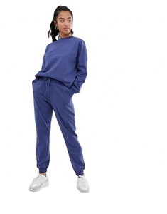 Custom Logo Two Piece Cotton <b>Plain</b> <b>Tracksuit</b> 100% Cotton Training Gym Women <b>Tracksuit</b> - Product Image 1
