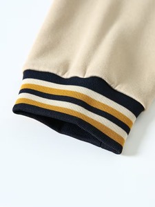 Chaquetas Varsity de Cuero Personalizadas al por Mayor con Bordado de Moda, Ribete a Rayas en la Parte Delantera, Estilo Preppy, Corte Regular - Product Image 6