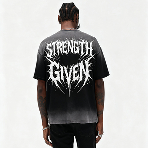 เสื้อยืดพิมพ์ลายสกรีนทรงโอเวอร์ไซส์สำหรับผู้ชาย ผ้าคอตตอนหนา ตัดเย็บแบบไหล่ตก ขายส่ง - Product Image 3