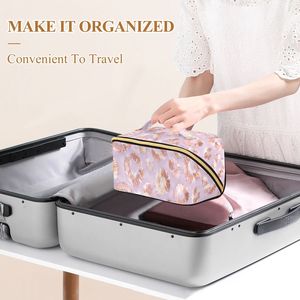 Floral Microfiber Cosmetic Bag Large Capacity <b>Makeup</b> Organizer Zipper Toiletry <b>Case</b> with Soft Handle for Travel - Product Image 6