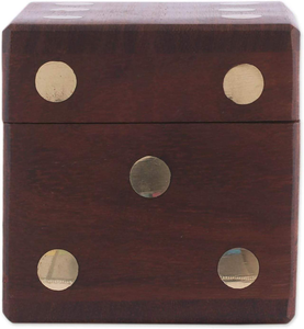 Jeu de dés artisanaux en laiton et bois, marron et métallisé, jeu de hasard - Product Image 5