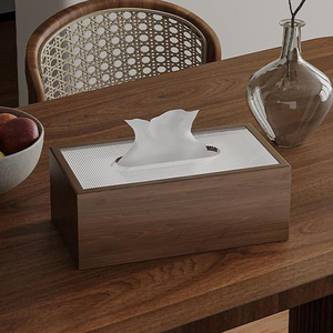กล่องใส่กระดาษทิชชูไม้ทรงสี่เหลี่ยมสำหรับห้องนั่งเล่น ทันสมัย ทนทาน พร้อมฝาปิด - Product Image 2