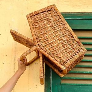 Best Quality Woven Rattan Picnic <b>Basket</b> with Top Lid Durable <b>Handle</b> Natural Storage Box for Outdoor Use Handmade Indonesia - Product Image 5