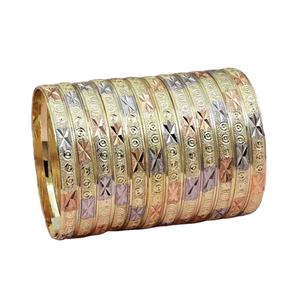 กำไลทองเหลืองชุบทอง 3 สี หลายเฉดสี สำหรับผู้หญิง งานปาร์ตี้ ชุด 12 ชิ้น ขายส่ง - Product Image 2