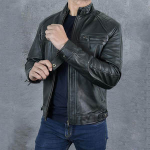 Blouson d'hiver en cuir de haute qualité, style zippé, blouson de motard, manteau coupe-vent d'extérieur, logo personnalisé, mode 2026 - Product Image 6